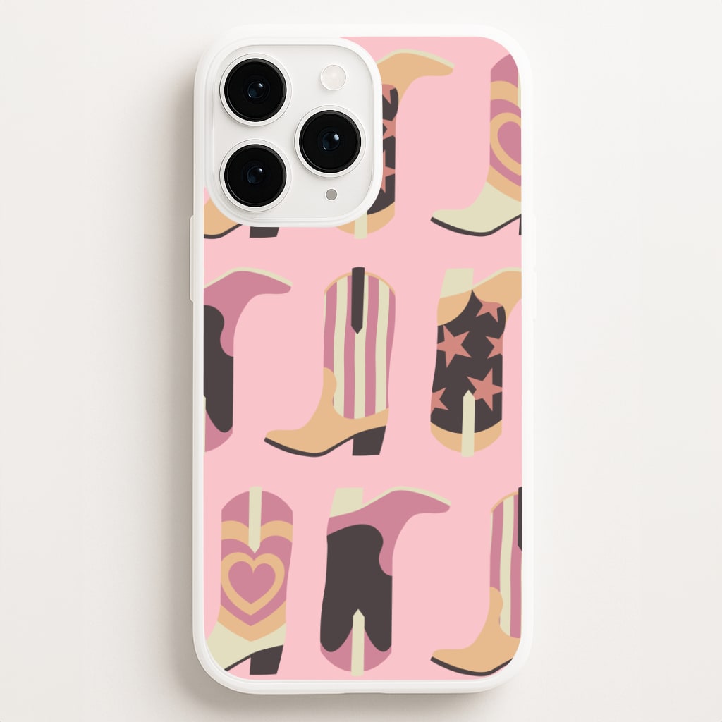 Dusty Pink Cowboy Boots Pattern Phone Case for iPhone, Samsung Galaxy and Google Pixel