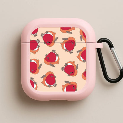 Christmas Robin Plush Pattern Pink AirPods Case