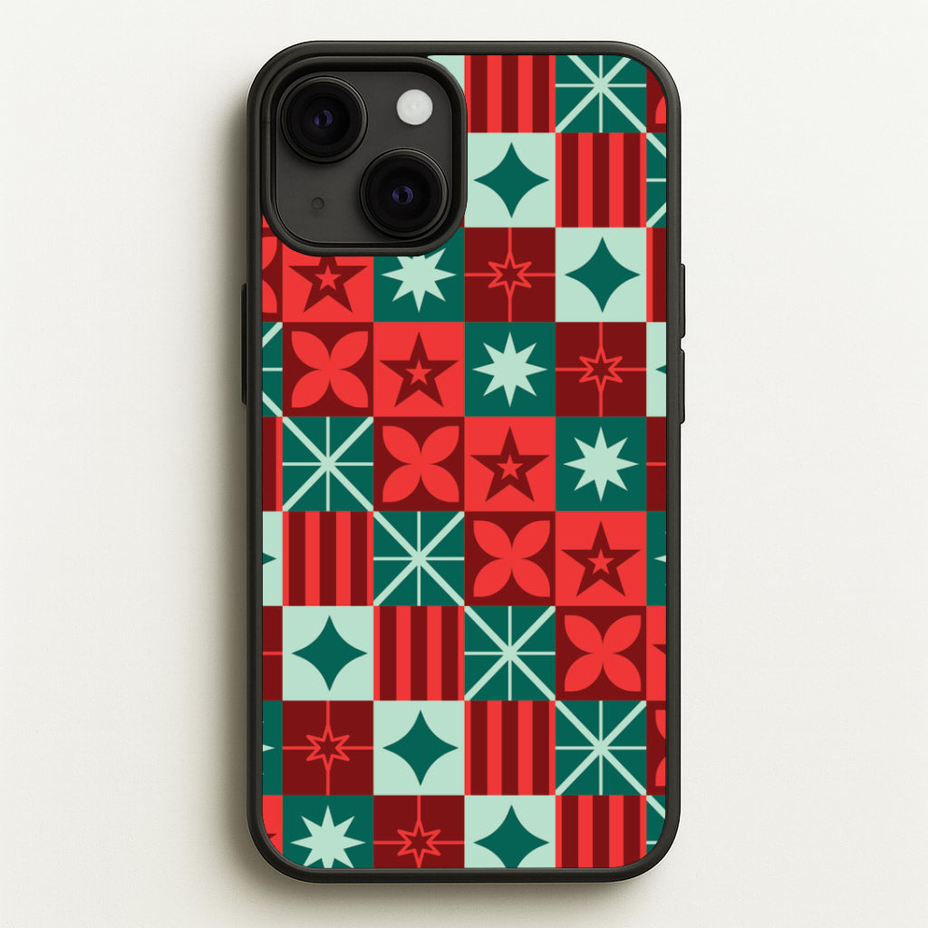 Geometric Square Christmas Pattern iPhone 13 Mini Case