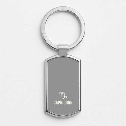 Capricorn Pastel Zodiac Silver Metal Keyring