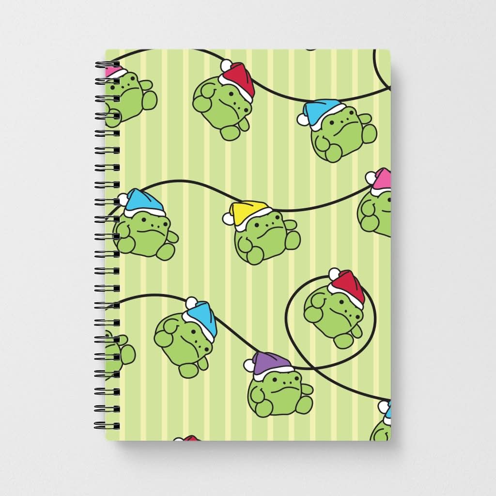 Christmas Frog Plush Fairylights Pattern Notebook