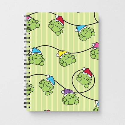 Christmas Frog Plush Fairylights Pattern Notebook