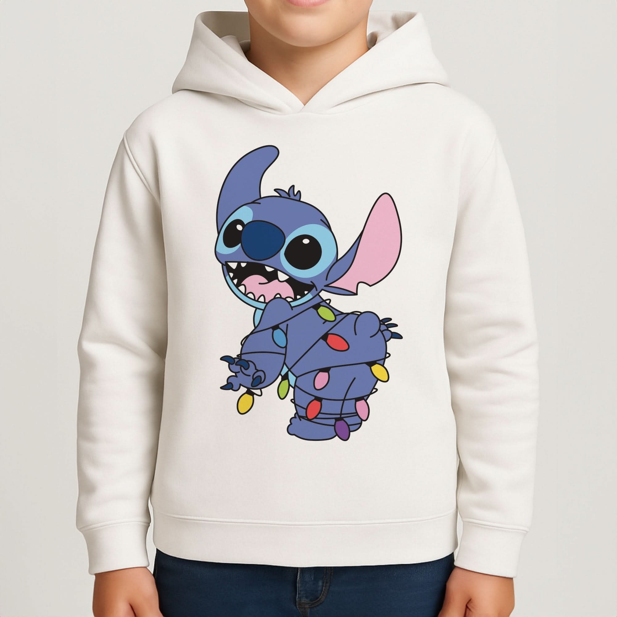 Cute Blue Alien Fairylights Boys Hoodie