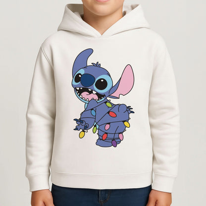 Cute Blue Alien Fairylights Boys Hoodie