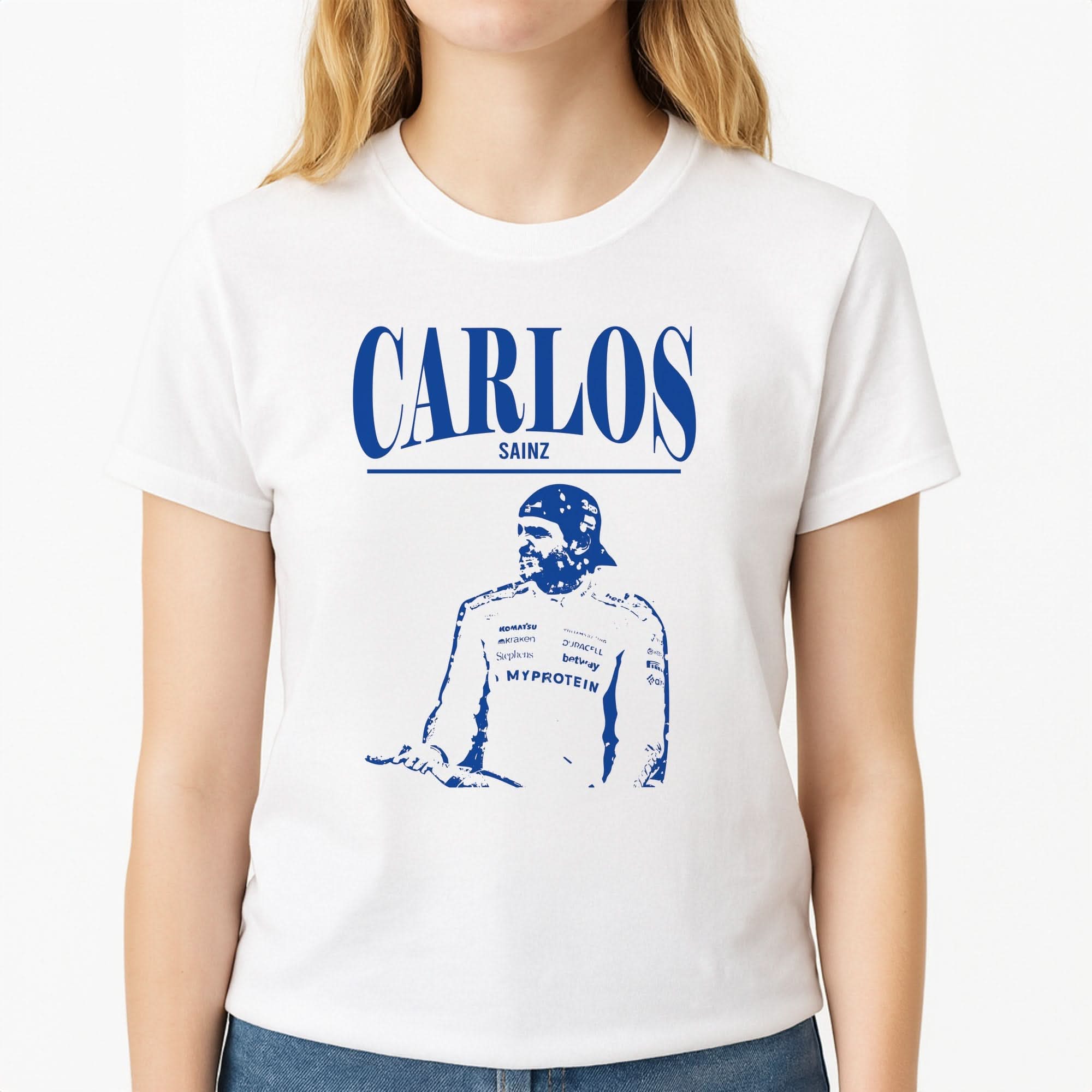 Carlos White And Blue Womens T-Shirt