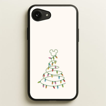 Cartoon Mouse Christmas Tree Lights iPhone 16e Case