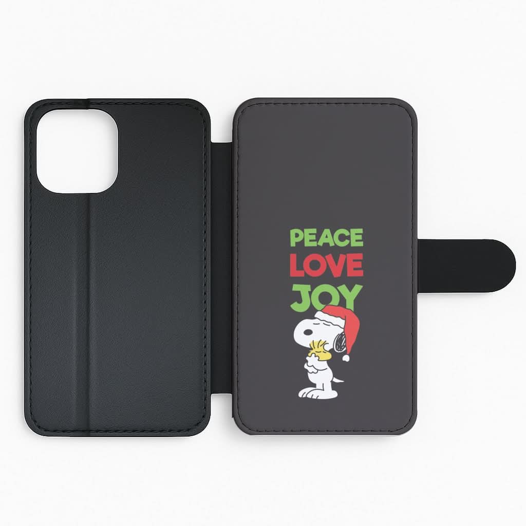 Peace, Love, Joy Christmas Cartoon Beagle Flip Phone Case