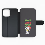 Peace, Love, Joy Christmas Cartoon Beagle Flip / Wallet Phone Case 2