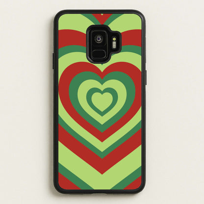 Red And Green Trippy Heart Christmas Pattern Galaxy S9 Case