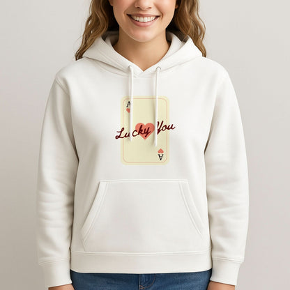 Lucky You Card Womans Hooded Sweatshirt