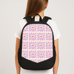 Square Abstract Flowers Mauve School Bag