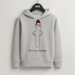 Festive Feeling Wiggly Moom Grey Kids Hoodie