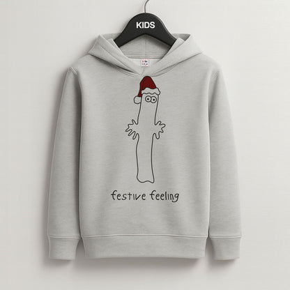 Festive Feeling Wiggly Moom Grey Kids Hoodie