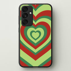 Red And Green Trippy Heart Christmas Pattern Galaxy A55 Case