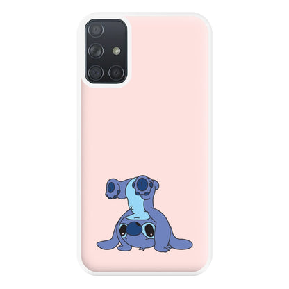 Cute Blue Alien Handstand Galaxy A71 Case