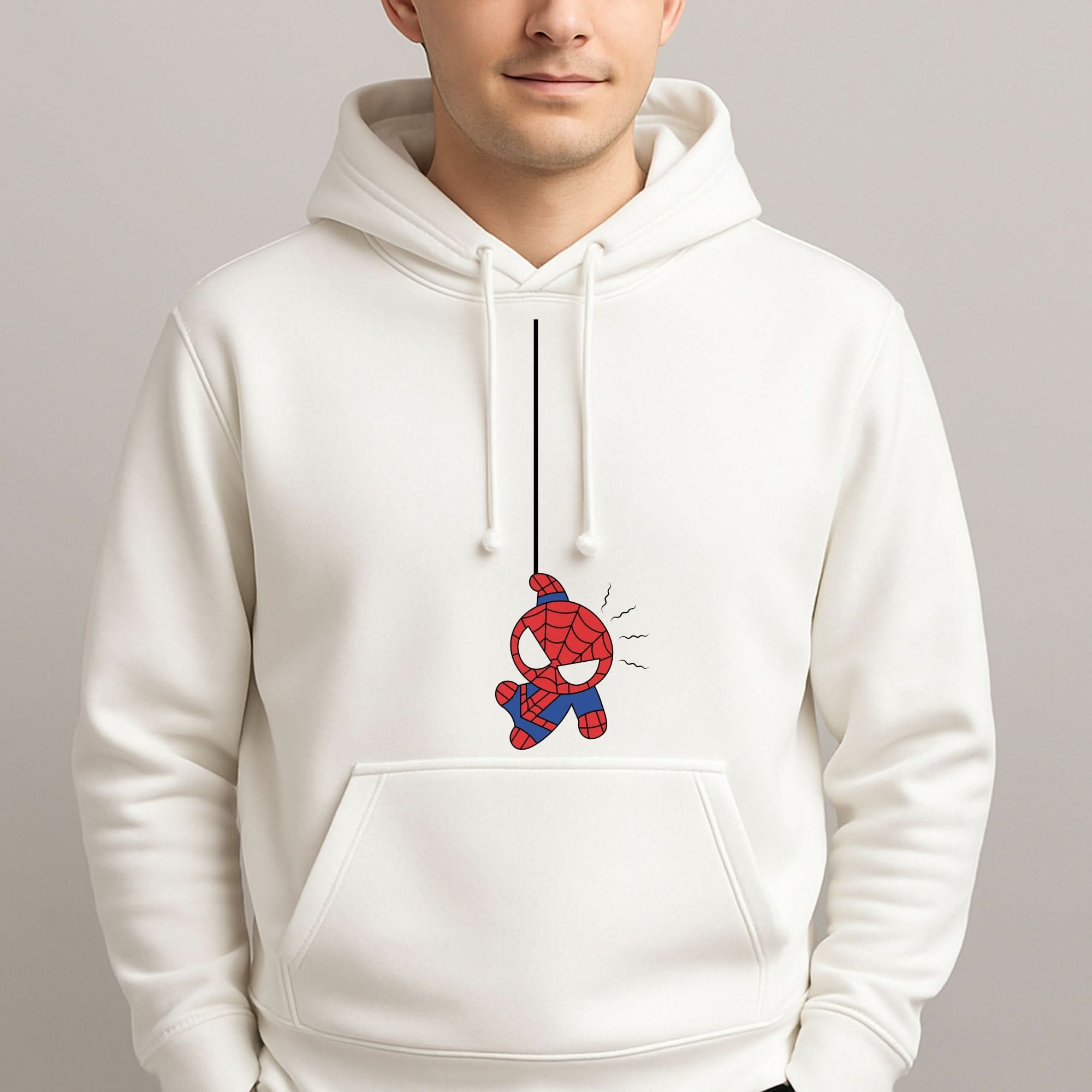 Blue Hanging Spider Hero Mens Hoodie