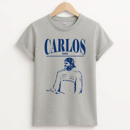 Carlos White And Blue Unisex Grey T-Shirt