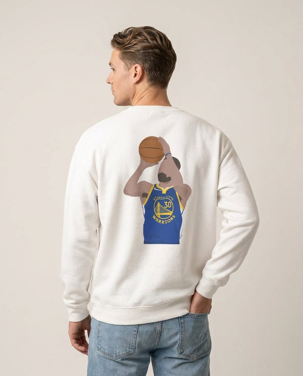Curry - Basketball Sweatshirt — White Back, worn