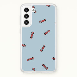 Race Cars Pattern Blue Galaxy S22 Plus Case