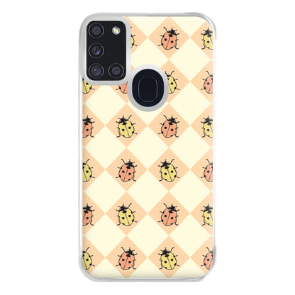 Argyle Ladybugs Pattern Galaxy A21s Case