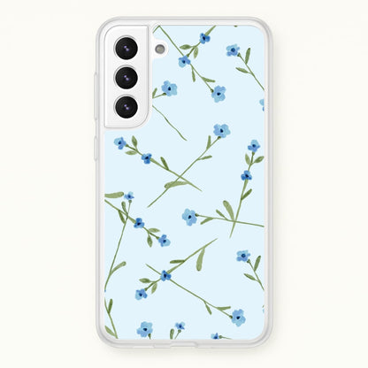 Baby Blue Floral Pattern Galaxy S22 Plus Case
