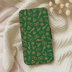 Christmas Wizard Icons Pattern Leather Phone Case