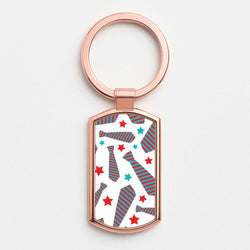 Tie And Stars Pattern Rose Gold Keyring