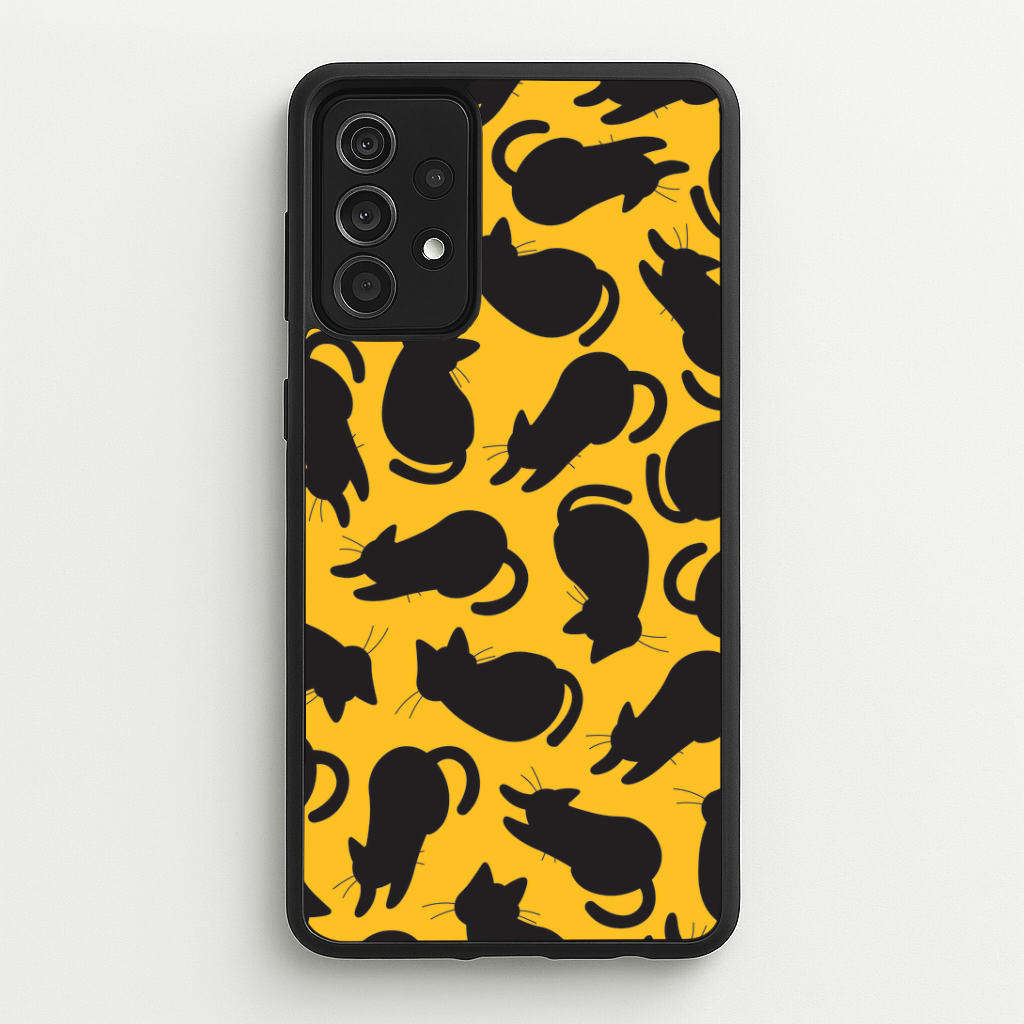 Black Cat Silhouettes Pattern Galaxy A52 / A52s Case