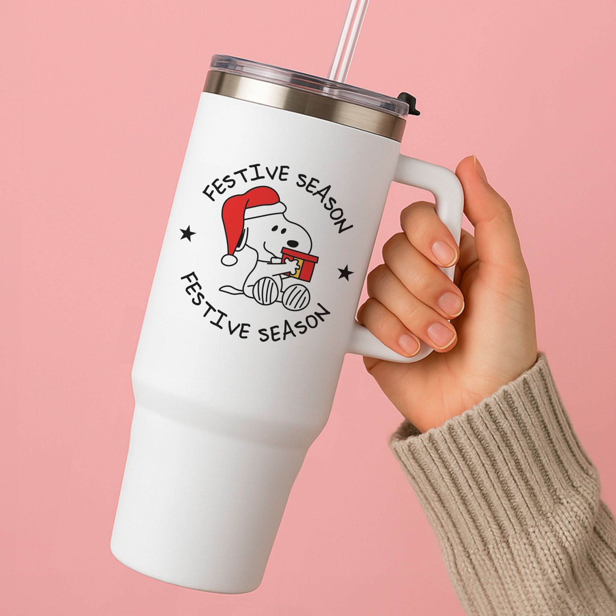 Cartoon Beagle Festive Season Tumbler