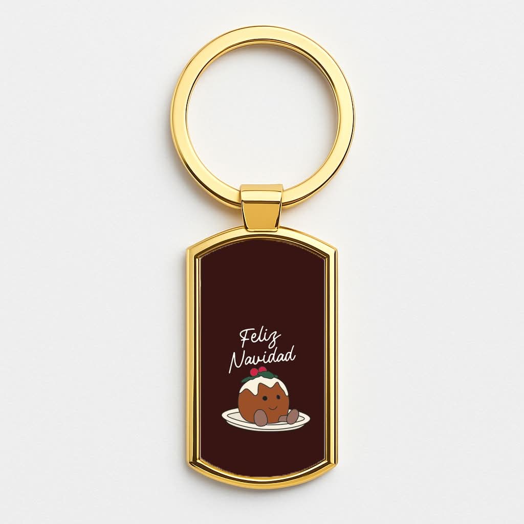 Christmas Pudding Plush Gold Keyring