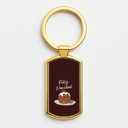 Christmas Pudding Plush Gold Keyring