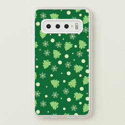 Cartoon Christmas Trees And Snowflakes Pattern Galaxy S10 Plus Case
