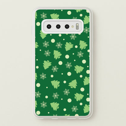 Cartoon Christmas Trees And Snowflakes Pattern Galaxy S10 Plus Case
