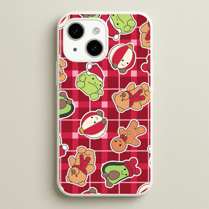 Christmas Plushies Tartan Pattern iPhone 15 Plus Case
