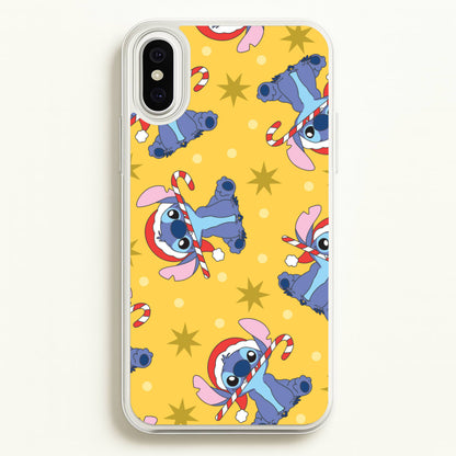 Cute Blue Alien Candycane Christmas Pattern iPhone XS Max Case