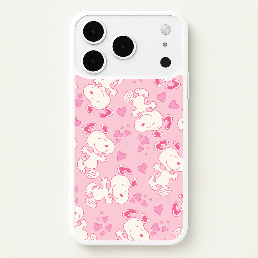 Cartoon Beagle Valentine Hearts Pattern iPhone 17 Pro Case
