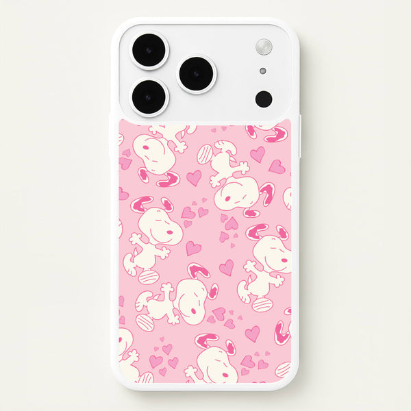 Cartoon Beagle Valentine Hearts Pattern iPhone 17 Pro Max Case