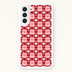 Pink Tartan Love Hearts Pattern Galaxy S21FE Case