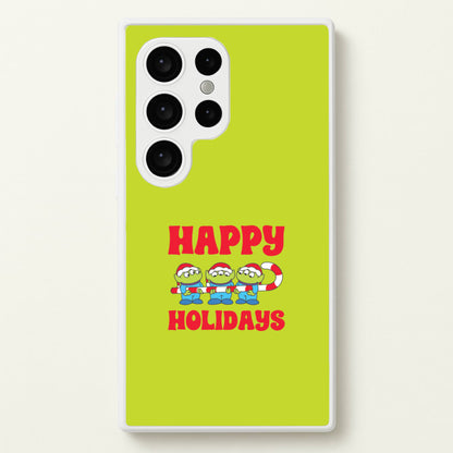 Happy Holidays Cute Green Aliens Galaxy S24 Ultra Case