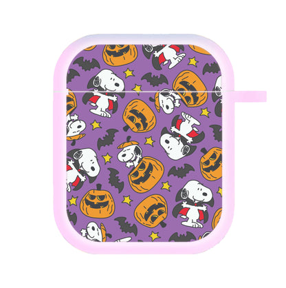 Cartoon Beagle Halloween Pattern AirPods Case