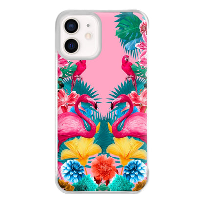 Flamingo and Tropical garden Phone Case