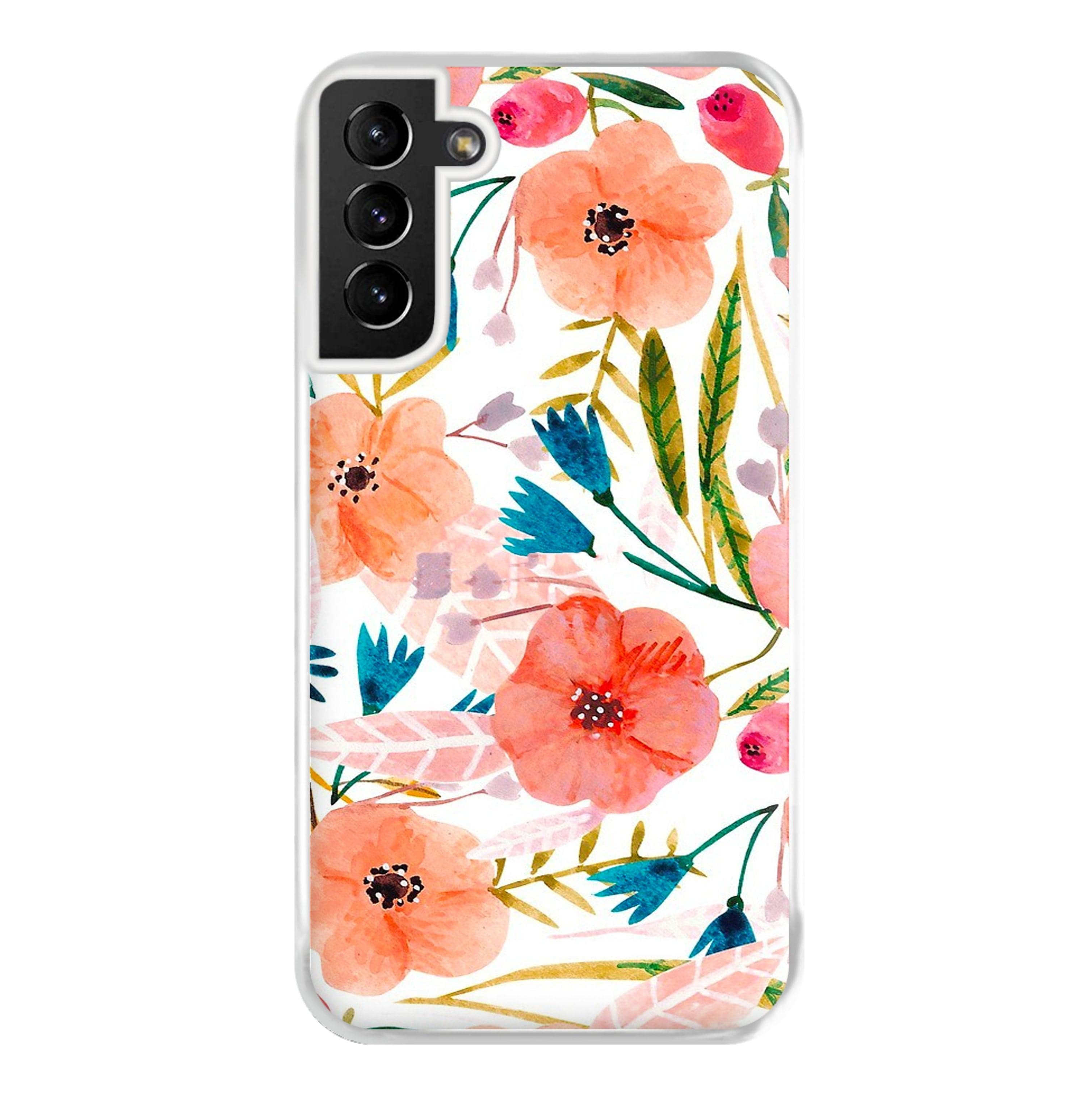 Peach Watercolour Floral Pattern Phone Case