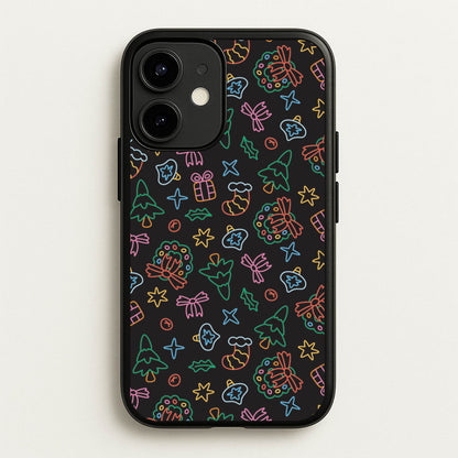 Neon Christmas Icons Pattern I iPhone 12 Mini Case