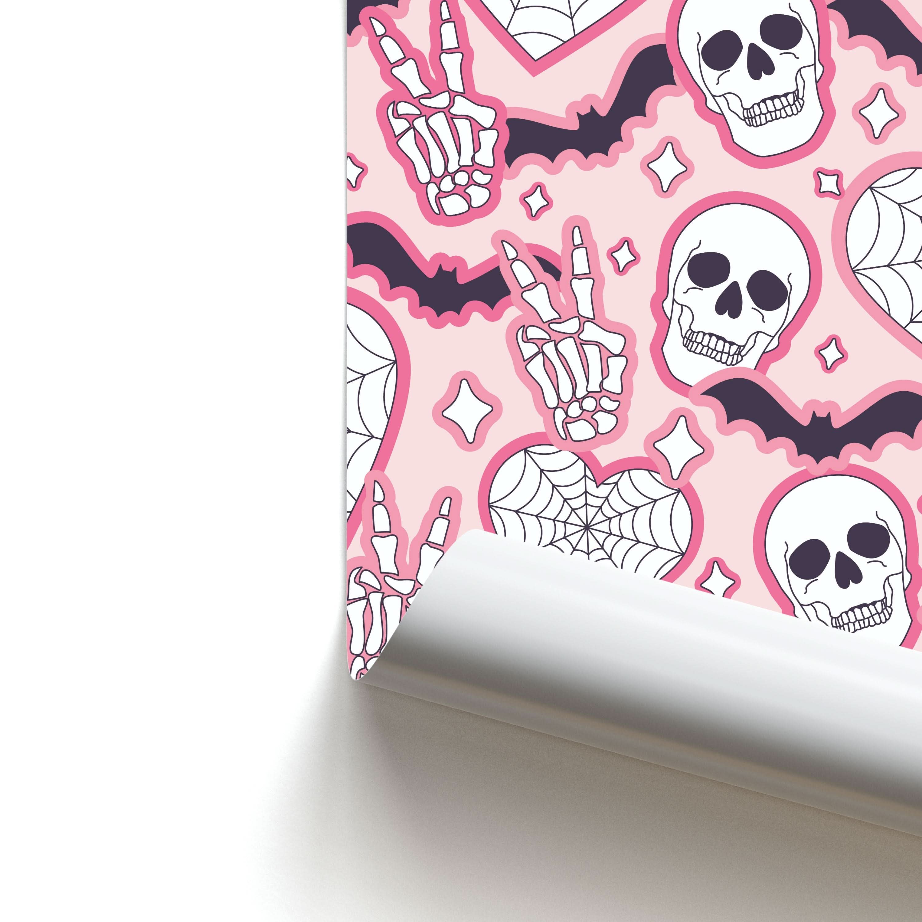 Cute Halloween Stickers Pattern Poster