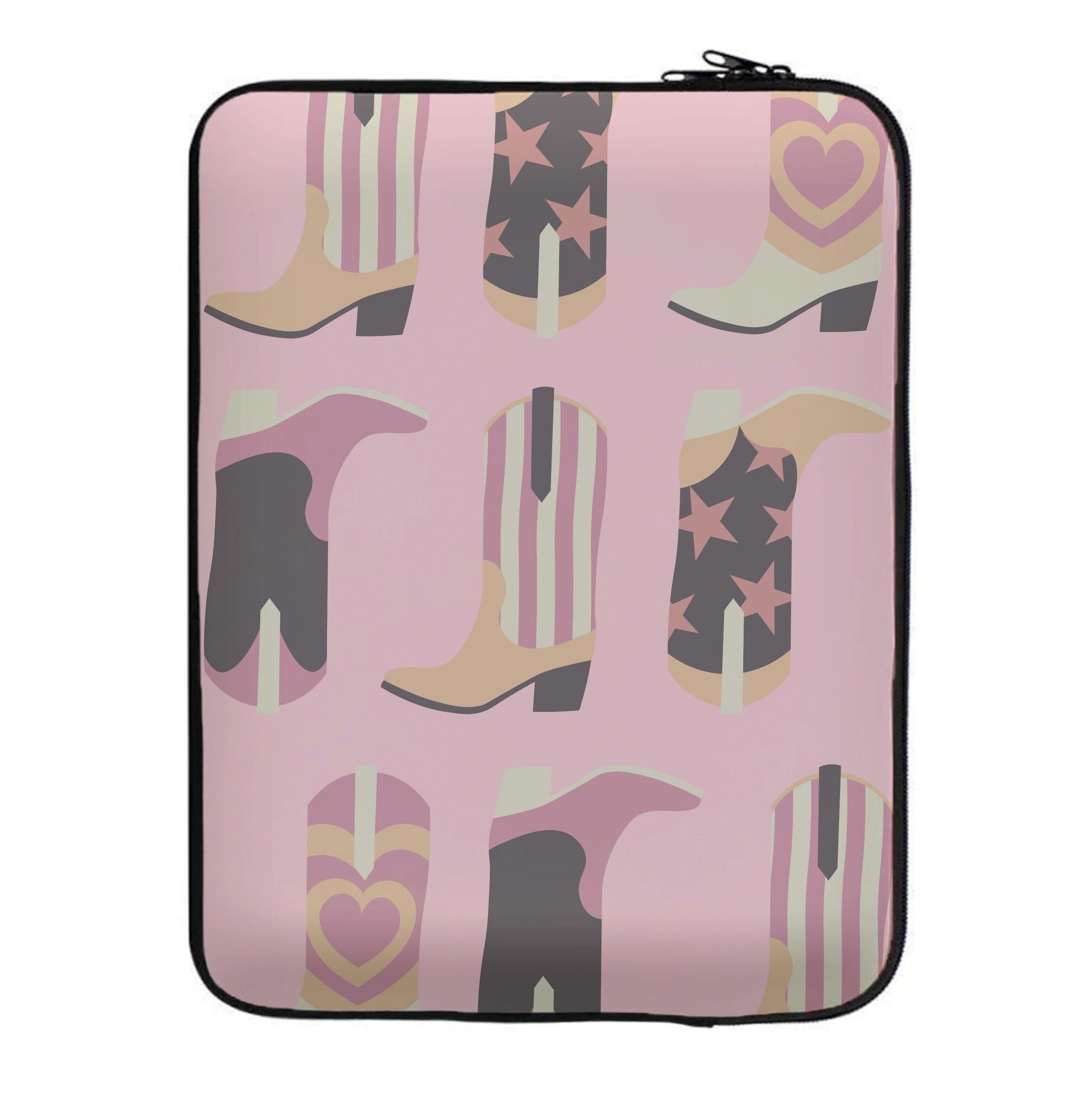 Dusty Pink Cowboy Boots Pattern Laptop Sleeve