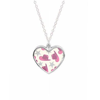 Pink Cowboy Hats And Stars Pattern Necklace