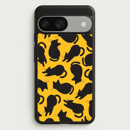 Black Cat Silhouettes Pattern Google Pixel 9 / 9 Pro Case