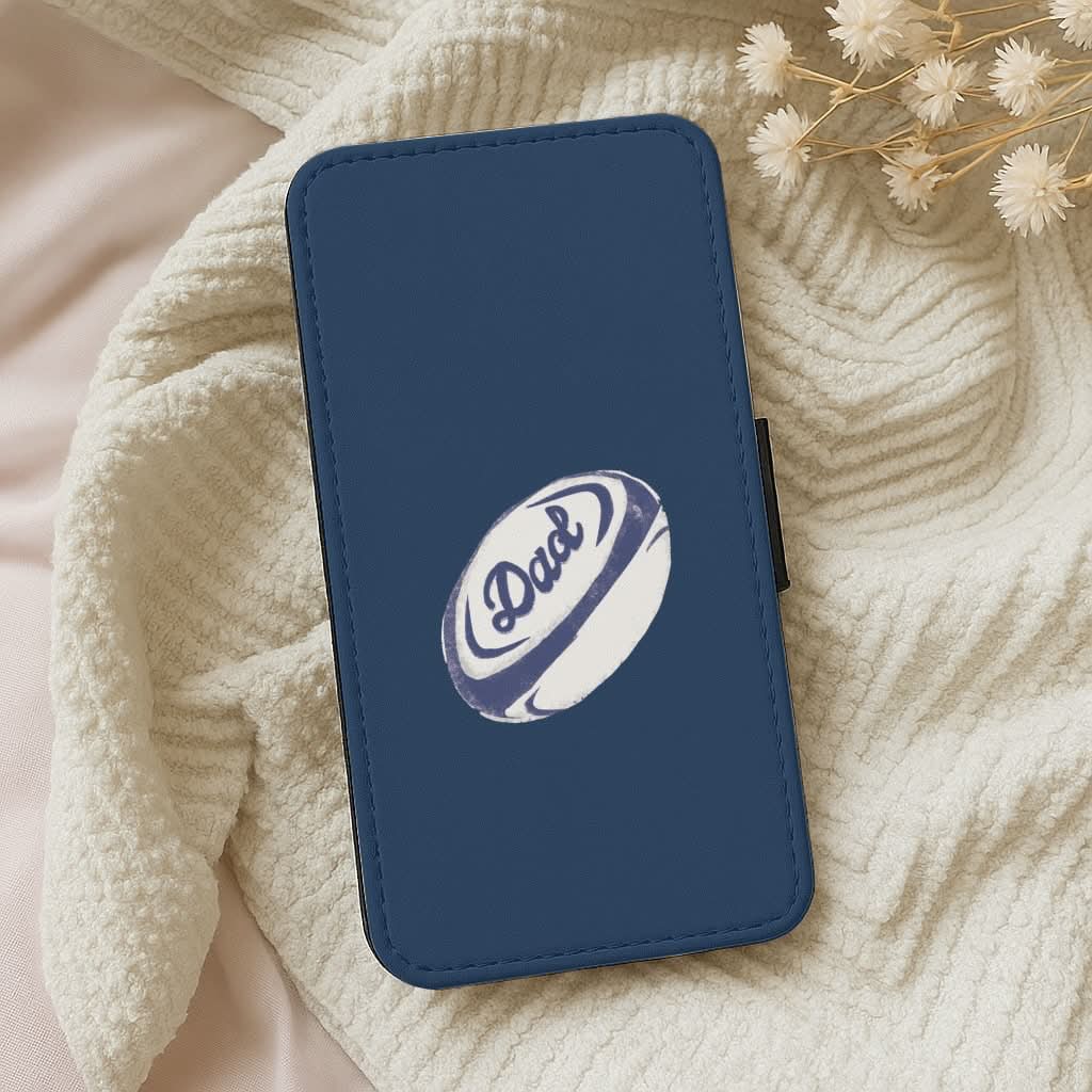Dad Rugby Ball Leather Phone Case