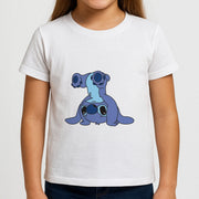 Cute Blue Alien Handstand Kids T-Shirt 3