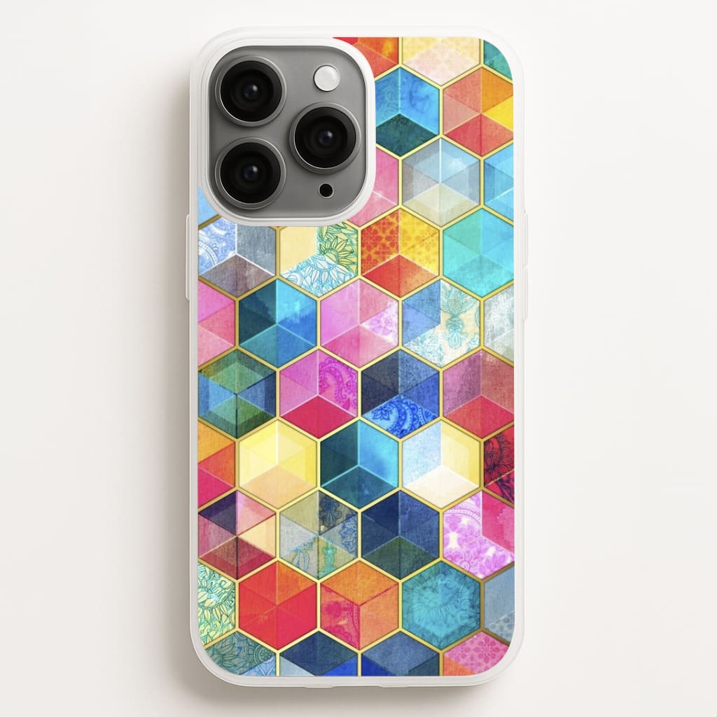 Colourful Honeycomb Pattern Phone Case for iPhone, Samsung Galaxy and Google Pixel